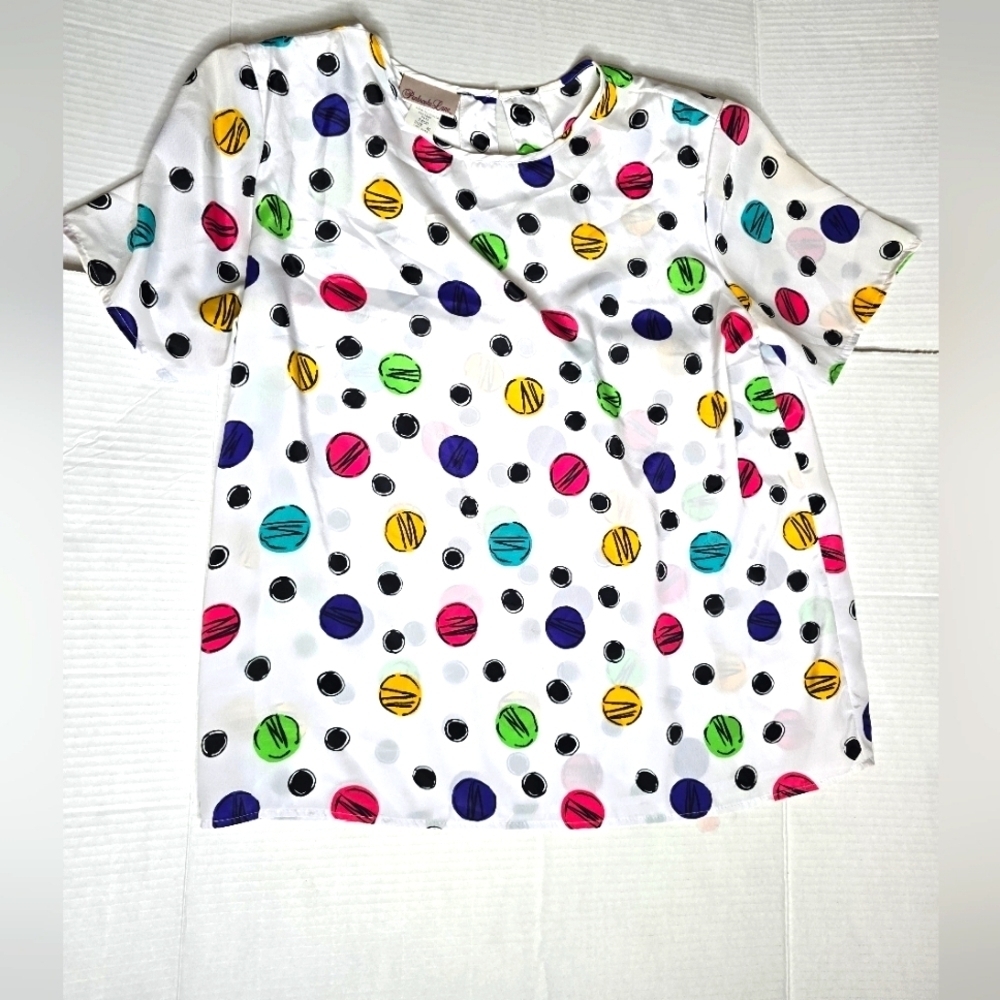 VTG Penbrooke Lane Abstract Colorful Blouse With Shoulder Pads